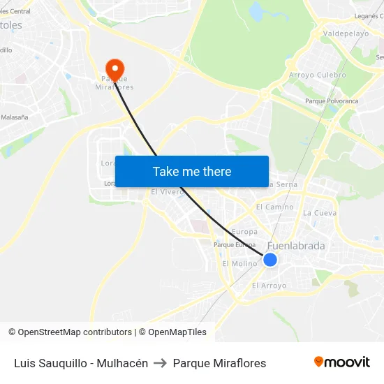 Luis Sauquillo - Mulhacén to Parque Miraflores map