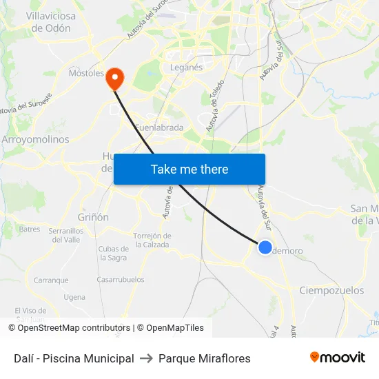Dalí - Piscina Municipal to Parque Miraflores map