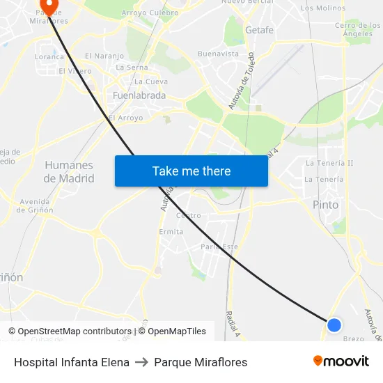 Hospital Infanta Elena to Parque Miraflores map