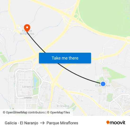 Galicia - El Naranjo to Parque Miraflores map