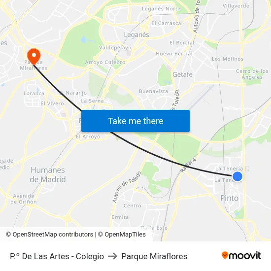P.º De Las Artes - Colegio to Parque Miraflores map
