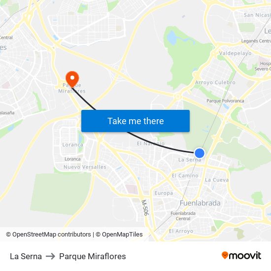 La Serna to Parque Miraflores map