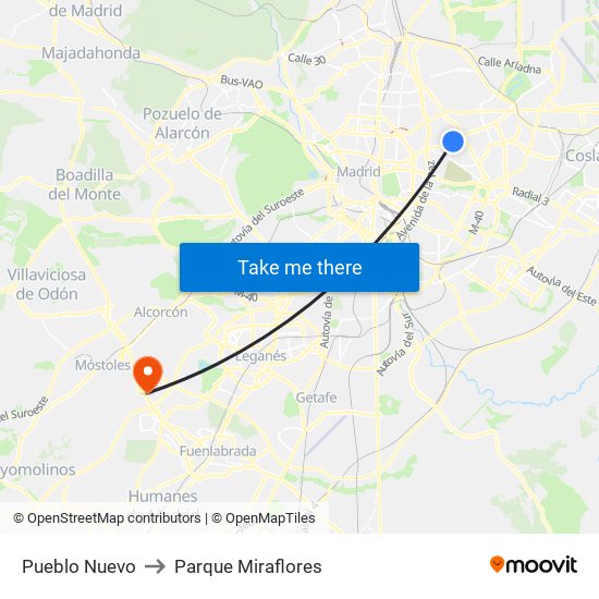 Pueblo Nuevo to Parque Miraflores map