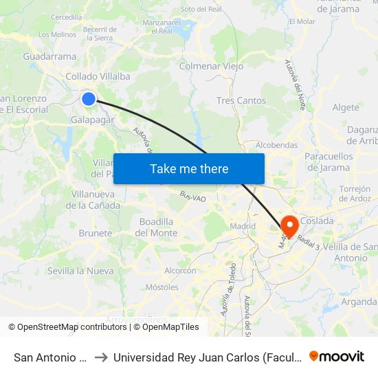 San Antonio - Playa De Samil to Universidad Rey Juan Carlos (Facultad De Ciencias Jurídicas Y Sociales) map
