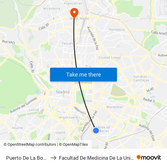 Puerto De La Bonaigua - San Diego to Facultad De Medicina De La Universidad Autónoma De Madrid map