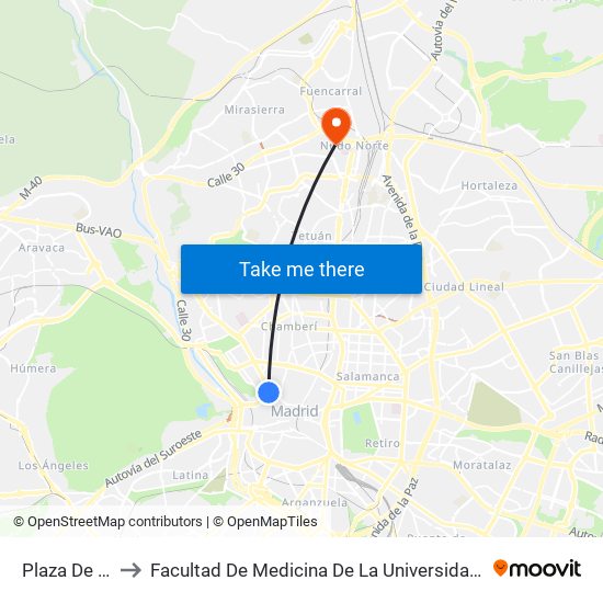 Plaza De España to Facultad De Medicina De La Universidad Autónoma De Madrid map