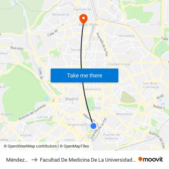 Méndez Álvaro to Facultad De Medicina De La Universidad Autónoma De Madrid map