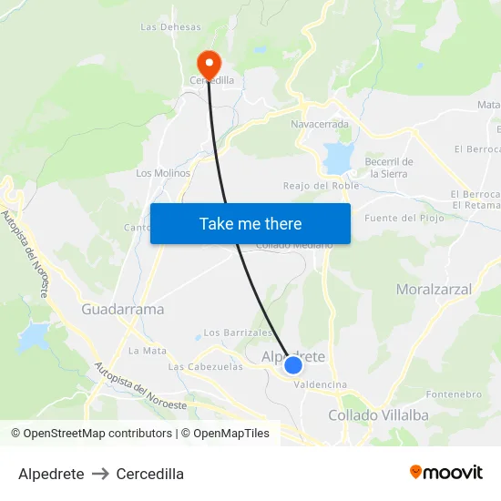 Alpedrete to Cercedilla map