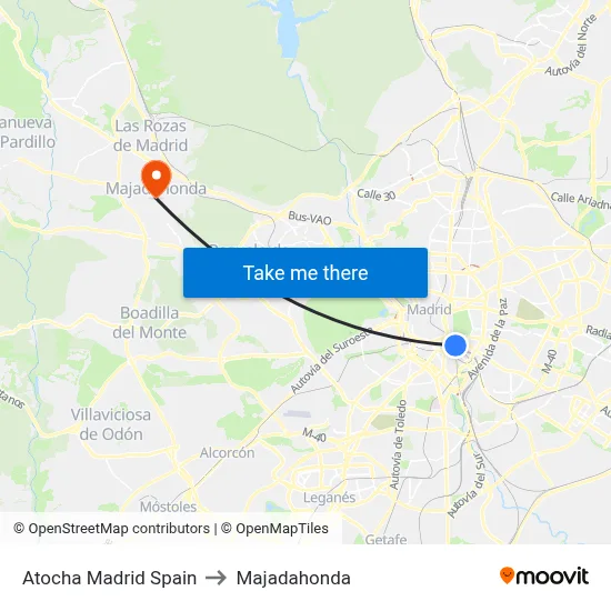 Atocha Madrid Spain to Majadahonda map