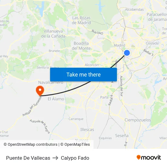 Puente De Vallecas to Calypo Fado map
