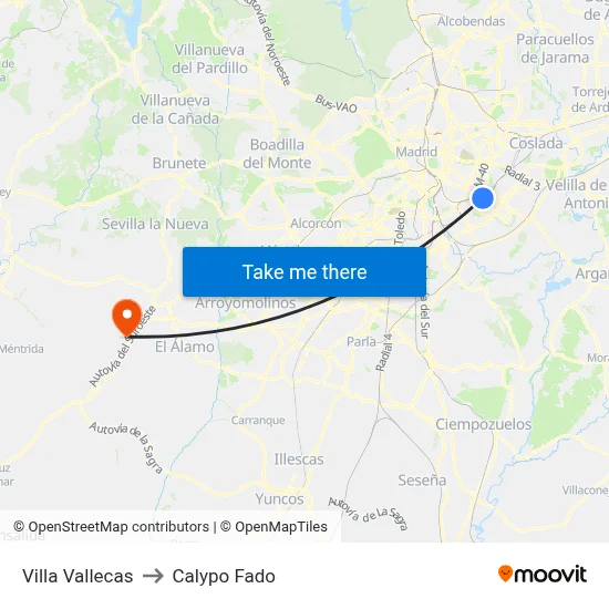 Villa Vallecas to Calypo Fado map