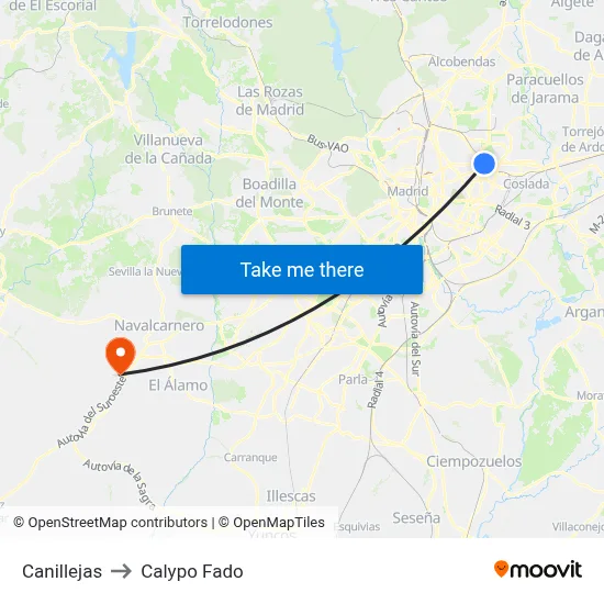 Canillejas to Calypo Fado map