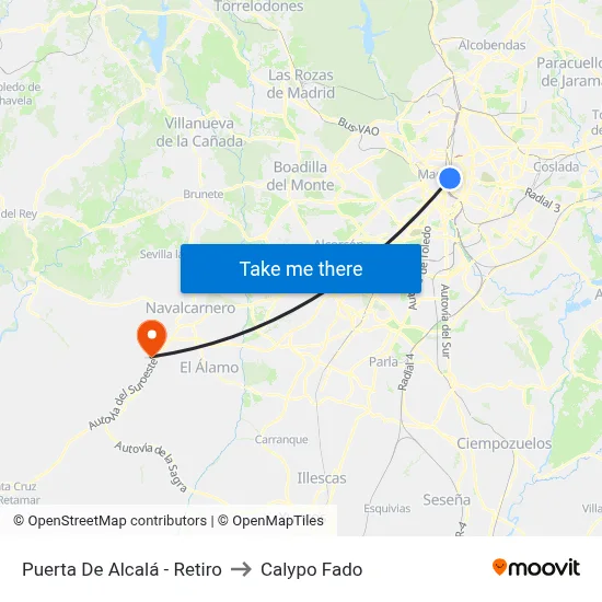 Puerta De Alcalá - Retiro to Calypo Fado map