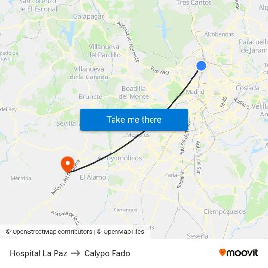 Hospital La Paz to Calypo Fado map