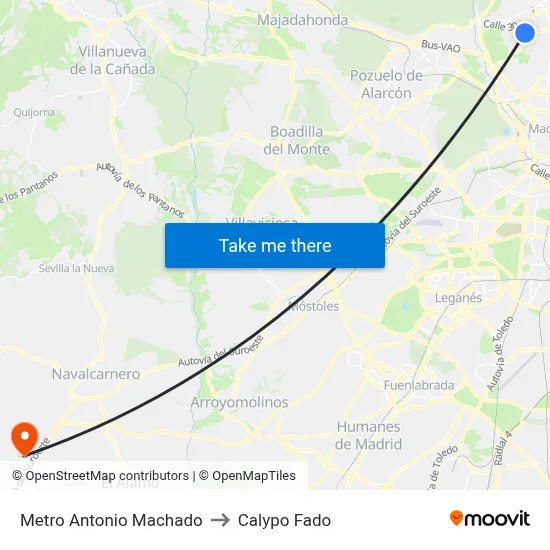 Metro Antonio Machado to Calypo Fado map