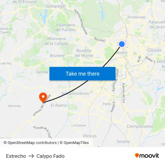 Estrecho to Calypo Fado map