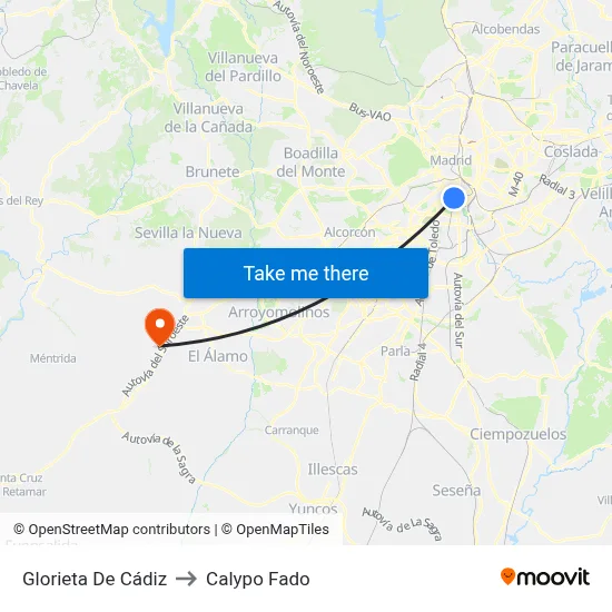 Glorieta De Cádiz to Calypo Fado map