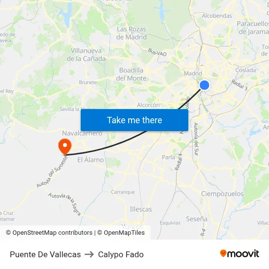 Puente De Vallecas to Calypo Fado map
