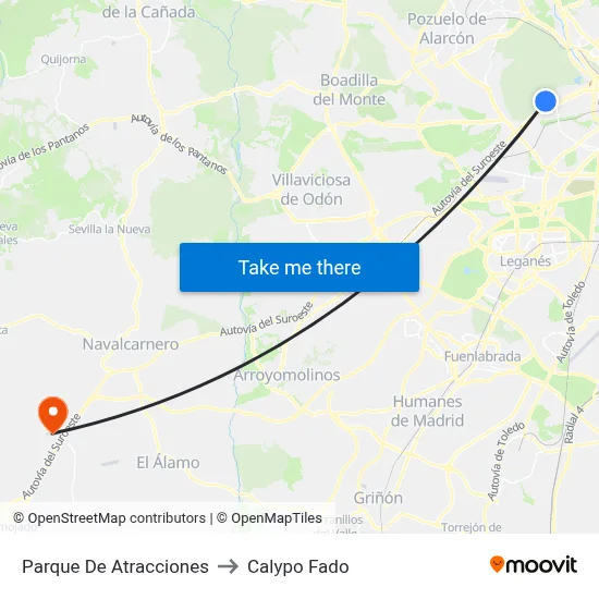 Parque De Atracciones to Calypo Fado map
