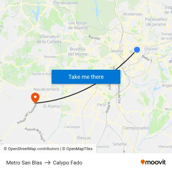 Metro San Blas to Calypo Fado map