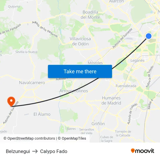 Belzunegui to Calypo Fado map