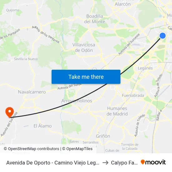 Avenida De Oporto - Camino Viejo Leganés to Calypo Fado map