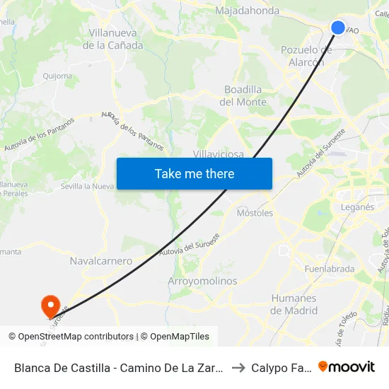 Blanca De Castilla - Camino De La Zarzuela to Calypo Fado map