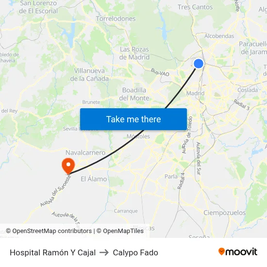 Hospital Ramón Y Cajal to Calypo Fado map