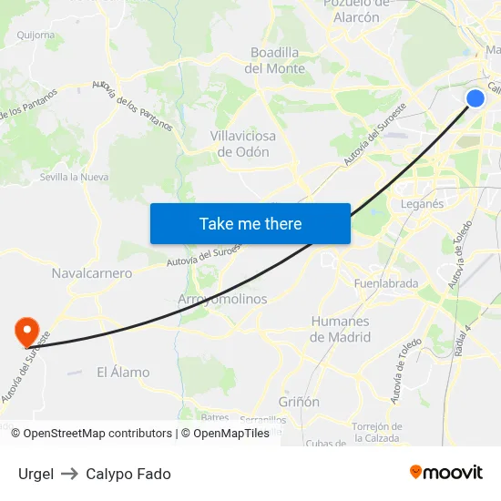 Urgel to Calypo Fado map