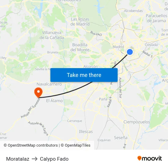 Moratalaz to Calypo Fado map