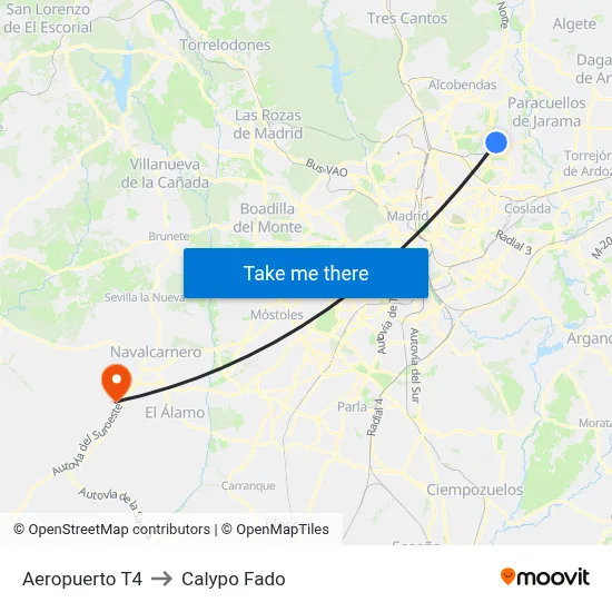 Aeropuerto T4 to Calypo Fado map