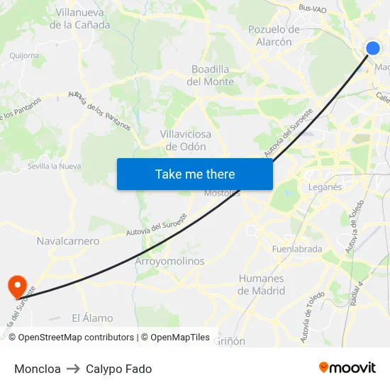 Moncloa to Calypo Fado map