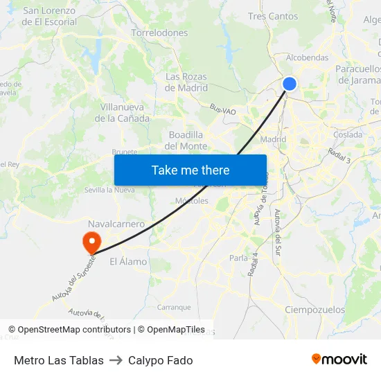 Metro Las Tablas to Calypo Fado map