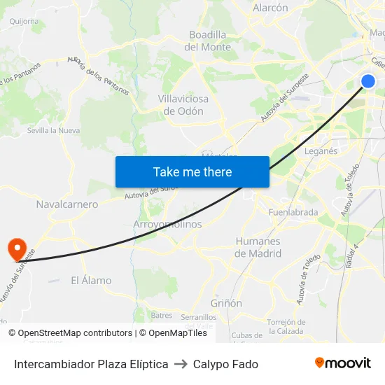 Intercambiador Plaza Elíptica to Calypo Fado map