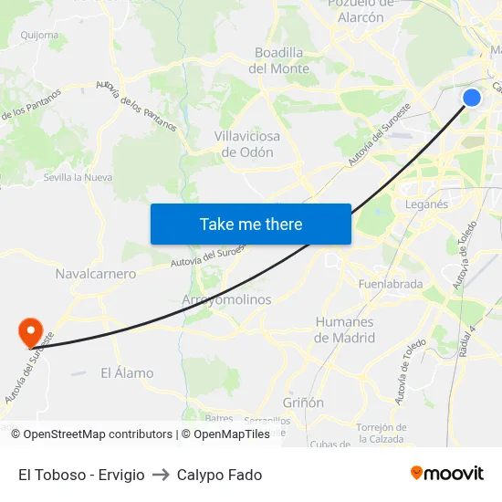 El Toboso - Ervigio to Calypo Fado map