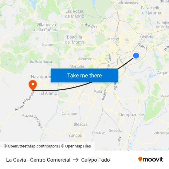 La Gavia - Centro Comercial to Calypo Fado map
