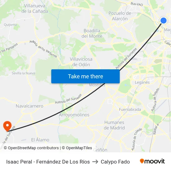 Isaac Peral - Fernández De Los Ríos to Calypo Fado map