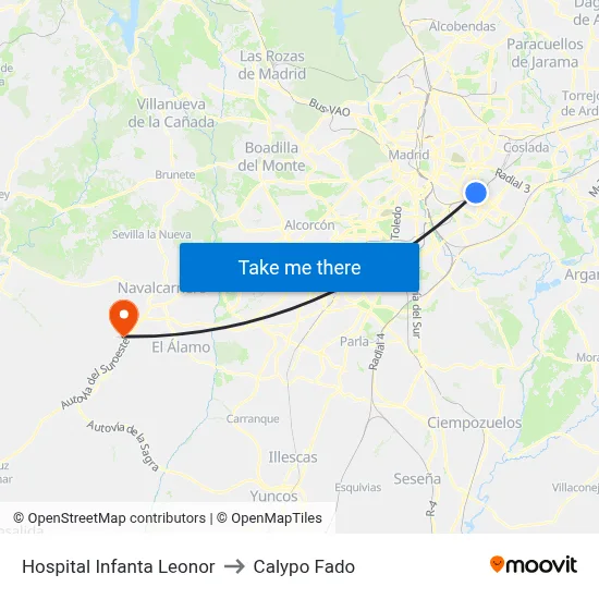 Hospital Infanta Leonor to Calypo Fado map