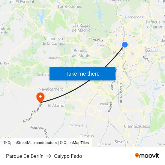 Parque De Berlín to Calypo Fado map