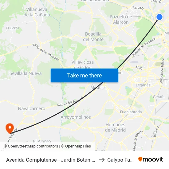 Avenida Complutense - Jardín Botánico to Calypo Fado map