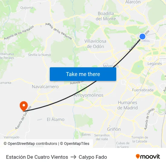 Estación De Cuatro Vientos to Calypo Fado map
