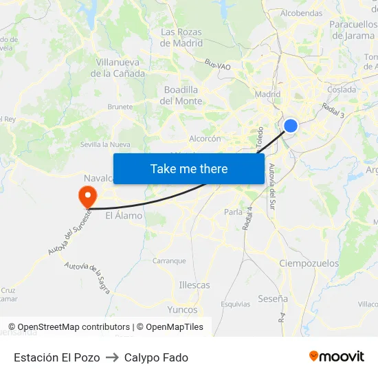 Estación El Pozo to Calypo Fado map