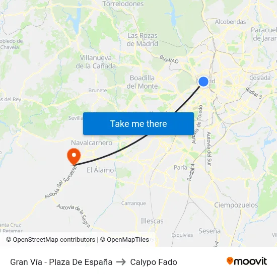 Gran Vía - Plaza De España to Calypo Fado map
