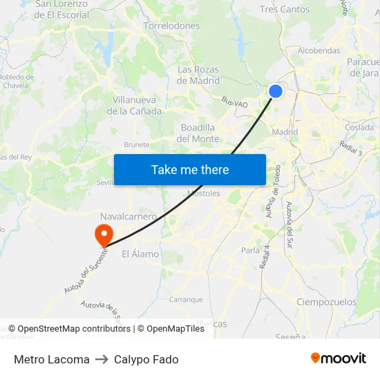 Metro Lacoma to Calypo Fado map