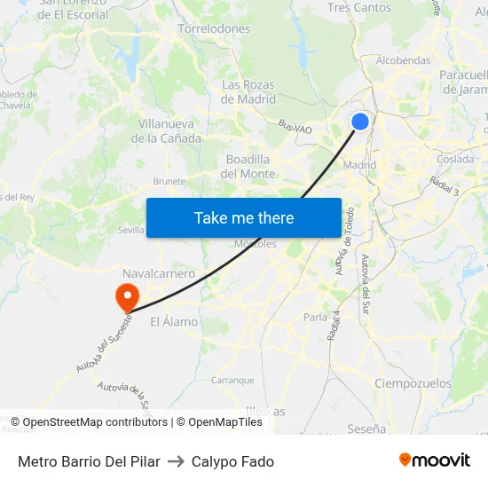 Metro Barrio Del Pilar to Calypo Fado map