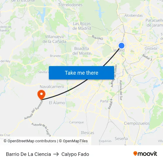 Barrio De La Ciencia to Calypo Fado map