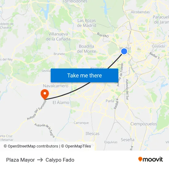 Plaza Mayor to Calypo Fado map
