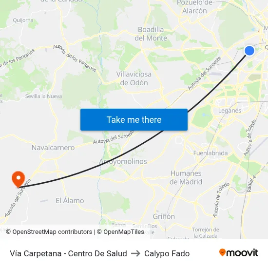 Vía Carpetana - Centro De Salud to Calypo Fado map
