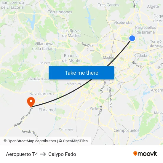 Aeropuerto T4 to Calypo Fado map