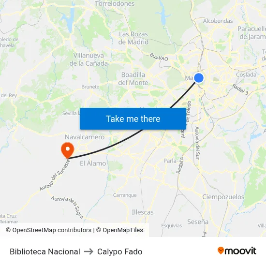 Biblioteca Nacional to Calypo Fado map